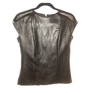 Genuine leather top with lace detail